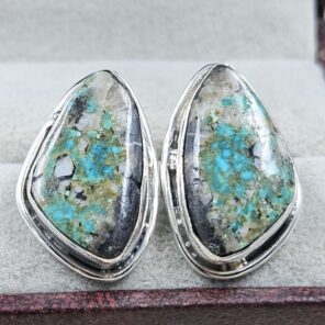 Black Jack Turquoise 925 Sterling Silver Earring (REXT139-48)