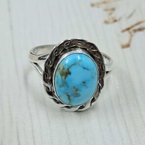 White Water Turquoise Size US 6 925 Sterling Silver Ring (REXT49-507)