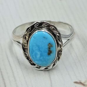 White Water Turquoise Size US 9 925 Sterling Silver Ring (REXT49-515)