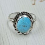 White Water Turquoise Size US 8 925 Sterling Silver Ring (REXT49-511)