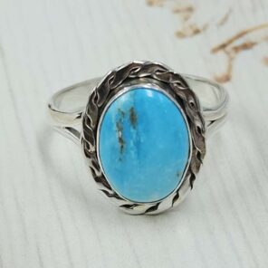 White Water Turquoise Size US 9 925 Sterling Silver Ring (REXT49-514)
