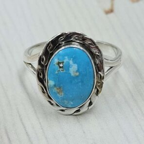 White Water Turquoise Size US 7 925 Sterling Silver Ring (REXT49-509)