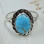 White Water Turquoise Size US 9 925 Sterling Silver Ring (REXT49-516)
