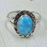 White Water Turquoise Size US 8 925 Sterling Silver Ring (REXT49-513)