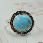 White Water Turquoise Size US 7 925 Sterling Silver Ring (REXT49-510)
