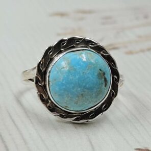 White Water Turquoise Size US 7 925 Sterling Silver Ring (REXT49-510)