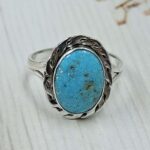 White Water Turquoise Size US 7 925 Sterling Silver Ring (REXT49-508)