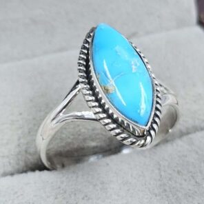 White Water Turquoise Size US 9 925 Sterling Silver Ring (REXT49-519)