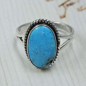 White Water Turquoise Size US 6 925 Sterling Silver Ring (REXT49-526)