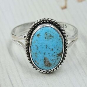 White Water Turquoise Size US 9 925 Sterling Silver Ring (REXT49-518)