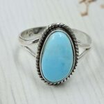 White Water Turquoise Size US 8 925 Sterling Silver Ring (REXT49-521)