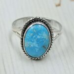White Water Turquoise Size US 7 925 Sterling Silver Ring (REXT49-523)