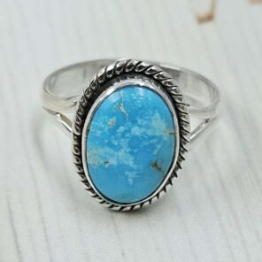 White Water Turquoise Size US 7 925 Sterling Silver Ring (REXT49-523)
