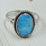 White Water Turquoise Size US 9 925 Sterling Silver Ring (REXT49-517)