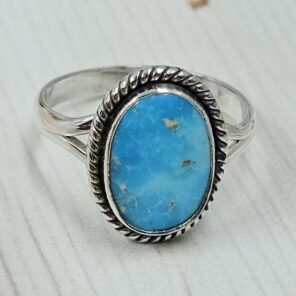 White Water Turquoise Size US 9 925 Sterling Silver Ring (REXT49-517)