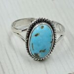 White Water Turquoise Size US 8 925 Sterling Silver Ring (REXT49-522)