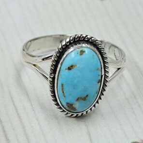 White Water Turquoise Size US 8 925 Sterling Silver Ring (REXT49-522)