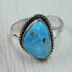 White Water Turquoise Size US 8 925 Sterling Silver Ring (REXT49-520)