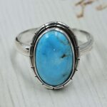 White Water Turquoise Size US 9 925 Sterling Silver Ring (REXT49-535)