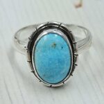 White Water Turquoise Size US 8 925 Sterling Silver Ring (REXT49-531)