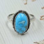 White Water Turquoise Size US 6 925 Sterling Silver Ring (REXT49-527)