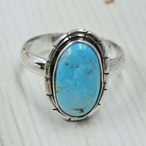 White Water Turquoise Size US 7 925 Sterling Silver Ring (REXT49-528)