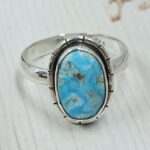 White Water Turquoise Size US 9 925 Sterling Silver Ring (REXT49-533)