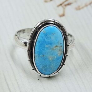 White Water Turquoise Size US 7 925 Sterling Silver Ring (REXT49-529)