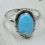 White Water Turquoise Size US 8 925 Sterling Silver Ring (REXT49-532)