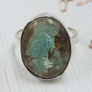 Kingman Turquoise Size US 10" 925 Sterling Silver Ring (RS107-281)