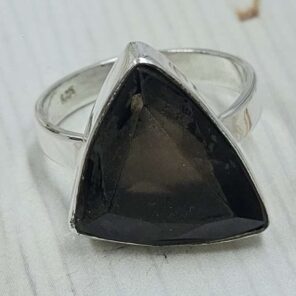 Smoky Quartz Size US 7" 925 Sterling Silver Ring (RS107-256)