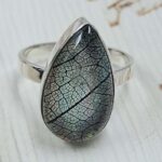 Aurora Opal Leaf Size US 11" 925 Sterling Silver Ring (RS107-291)