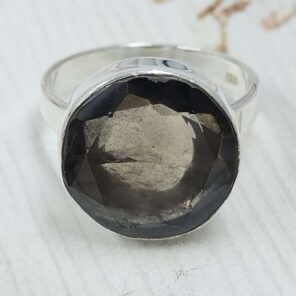 Smoky Quartz Size US 9" 925 Sterling Silver Ring (RS107-270)
