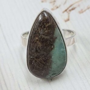 Kingman Turquoise Size US 9" 925 Sterling Silver Ring (RS107-274)