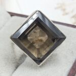 Smoky Quartz Size US 7" 925 Sterling Silver Ring (RS107-262)