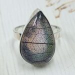 Aurora Opal Leaf Size US 9" 925 Sterling Silver Ring (RS107-277)