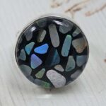 Aurora Opal & Black Onyx Size US 10" 925 Sterling Silver Ring (RS107-285)