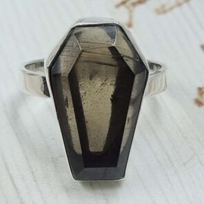 Smoky Quartz Size US 10" 925 Sterling Silver Ring (RS107-283)