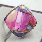 Pink Dahlia Turquoise Size US 8" 925 Sterling Silver Ring (RS107-267)