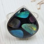 Aurora Opal & Black Onyx Size US 11" 925 Sterling Silver Ring (RS107-290)