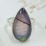 Aurora Opal Leaf Size US 10" 925 Sterling Silver Ring (RS107-284)