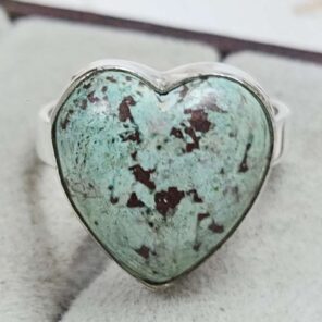 Chrysocolla Size US 7" 925 Sterling Silver Ring (RS107-261)
