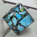 Aurora Opal & Kingman Turquoise Size US 6" 925 Sterling Silver Ring (RS107-250)