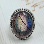 Aurora Opal Leaf Size US 7 925 Sterling Silver Ring (REXT6-191)