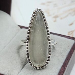 Selenite Size US 10 925 Sterling Silver Ring (REXT6-210)