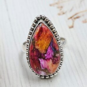 Pink Dahlia Turquoise Size US 6 925 Sterling Silver Ring (REXT6-182)
