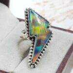 Aurora Opal Lightning Bolt Size US 7 925 Sterling Silver Ring (REXT6-225)