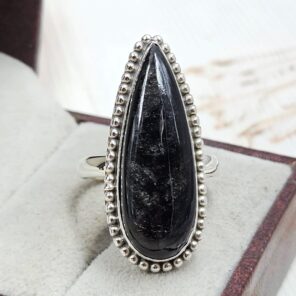 Silver Sheen Obsidian Size US 10 925 Sterling Silver Ring (REXT6-211)