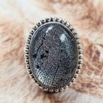 Aurora Opal Leaf Size US 8 925 Sterling Silver Ring (REXT6-200)