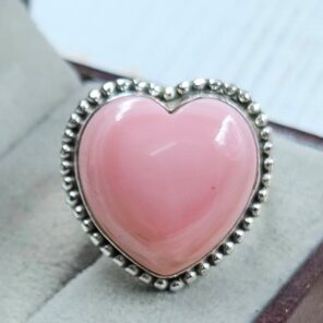 Pink Queen Conch Size US 10 925 Sterling Silver Ring (REXT6-208)